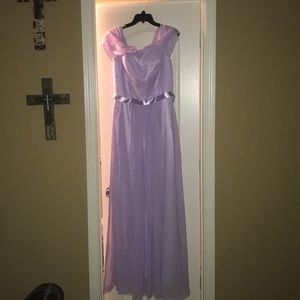 Off the shoulder lavender bridesmaid dress